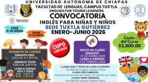 Convocatoria &quot;English For Young Learners&quot; (EFYL) de la Facultad De Lenguas, Campus Tuxtla
