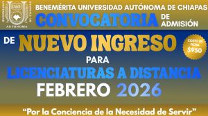 Convocatoria de admisi&oacute;n para licenciaturas a distancia febrero 2026