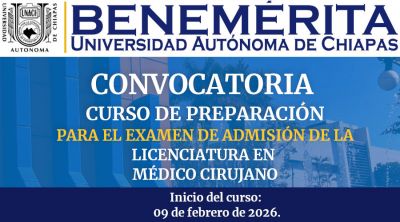 Convocatoria: curso de preparaci&oacute;n para el examen de admisi&oacute;n de la licenciatura en m&eacute;dico cirujano