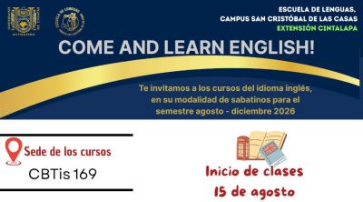 Cursos de ingl&eacute;s, Escuela de Lenguas San Crist&oacute;bal Extensi&oacute;n Cintalapa