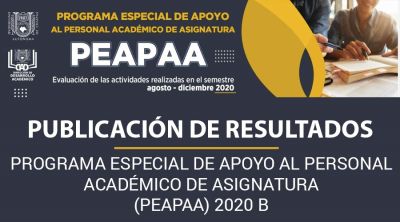Publicación de resultados: Programa especial de apoyo al personal académico de asignatura 2020 B