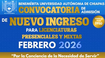 Convocatoria de admisión para licenciaturas presenciales y mixtas febrero 2026