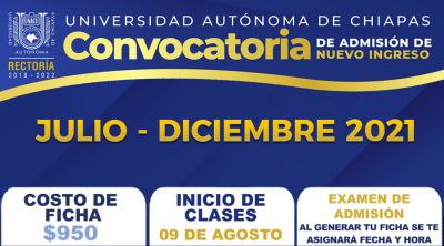 Convocatoria de admisi&oacute;n Julio - Diciembre 2021