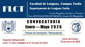 Cursos de idiomas Enero - Mayo 2026, Facultad de Lenguas Campus Tuxtla