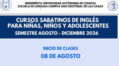 Ingl&eacute;s para ni&ntilde;os, ni&ntilde;as y adolescentes, agosto - diciembre 2026. Escuela de Lenguas San Crist&oacute;bal