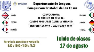 Cursos de idiomas agosto - noviembre 2026, Escuela de Lenguas San Crist&oacute;bal