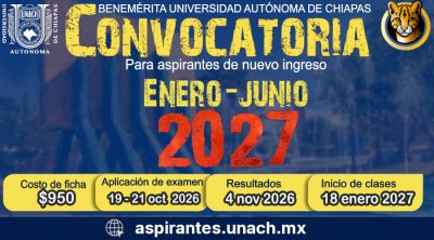 Convocatoria de admisión para licenciaturas presenciales y mixtas enero - junio 2027