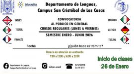 Cursos de idiomas enero - junio 2026, Escuela de Lenguas San Cristóbal