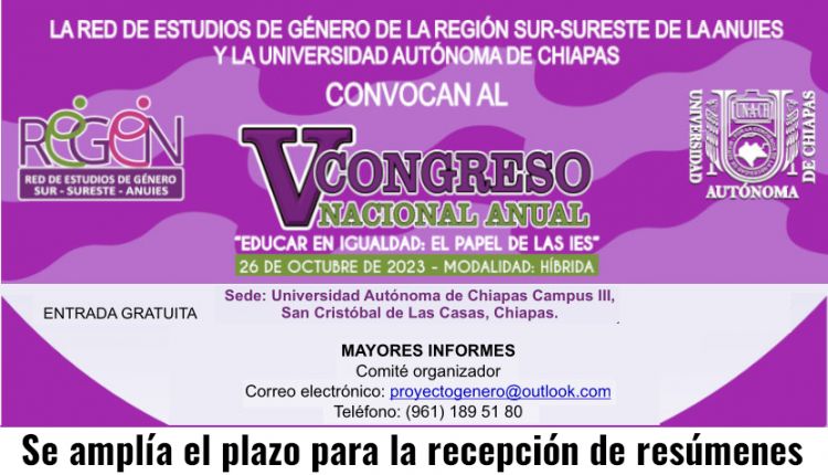 V Congreso Nacional Anual &quot;Educar en Igualdad: el Papel de las IES&quot;