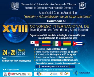 XVIII Congreso Internacional de Investigaci&oacute;n en Contadur&iacute;a y Administraci&oacute;n