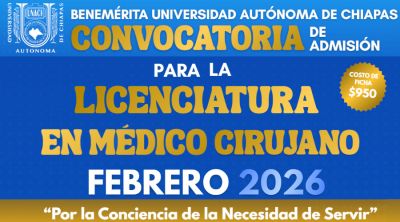 Convocatoria de admisión para la licenciatura médico cirujano febrero 2026