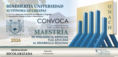 Maestr&iacute;a en Inteligencia Artificial Plus Aplicada al Desarrollo Regional Modalidad Presencial