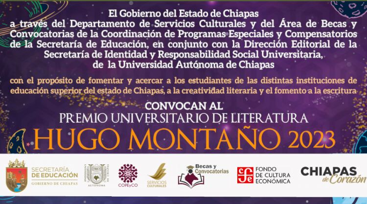 Premio Universitario de Literatura Hugo Montaño 2023