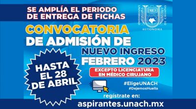 Convocatoria de admisión Febrero 2023