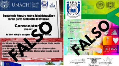 Convocatorias apócrifas para obtener una plaza en la UNACH